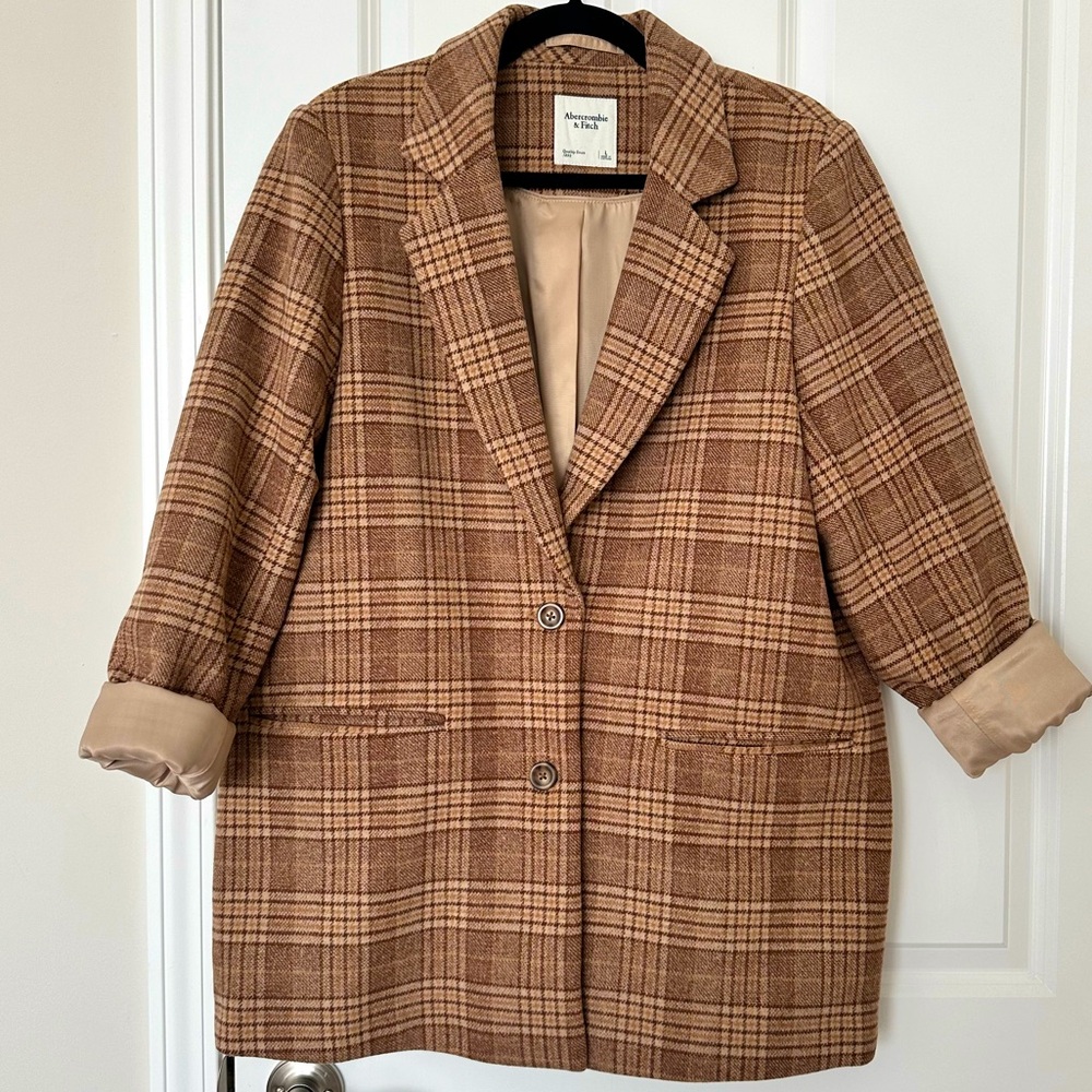 Abercrombie & Fitch Brown Plaid Blazer Jacket